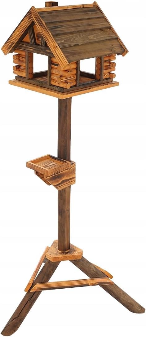 MAZUR Vogelfutterhaus aus Holz | 34,5x38x112 | Ständer | | Hand-Made | Vogelfutterspender | Vogelfutterstation | Vogelhaus | Vogelhäuschen | Kleinvögel, Gartenvögel, Singvögel, Wildvögel Wetterfest