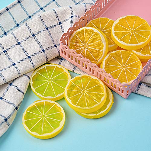 Hagao Fake Lemon Slice Artificial Fruit Highly Simulation Lifelike Model For Home Party Decoration Yellow 10 Pcs #TOP5
