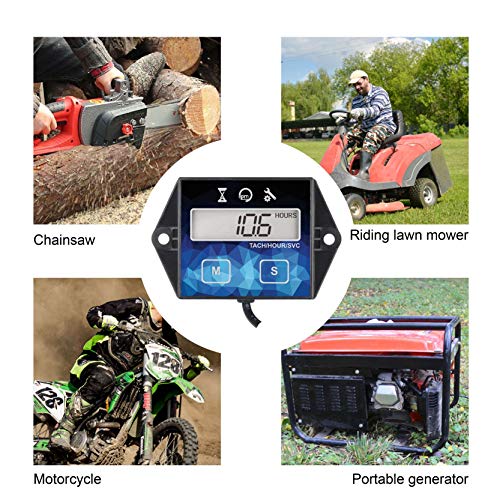 Runleader Digital Hour Meter Tachometer, Maintenance Reminder, Battery Replaceable, User Shutdown , Use for ZTR Lawn Mower Tractor Generator Marine Outboard ATV (HM011F)