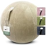 VLUV® BOL VLIP Sitzball Büro Ergonomisch [Atmungsaktiv mit Tragegriff und Wegrollschutz] Waschbarer Stoffbezug | Schwangerschaftsball| Gymnastikball Schwangerschaft Sitzball 65cm