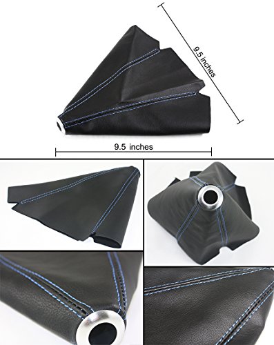Cuztom Tuning Universal Black PVC Leather Manual Shift Shifter Boot Cover (Blue Stitching)