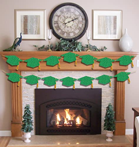 Image of Graduation Decorations Class of 2026 Pre - Strung Glitter Congrats Grad Graduation with Tassel Party Congratulations Banner Decor College High School Graduation Party Favors Green