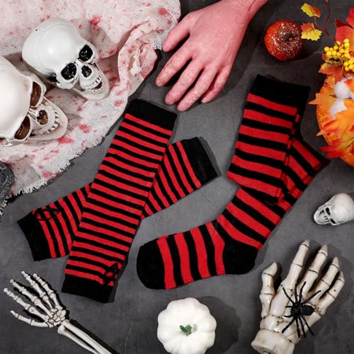 Image of Geyoga Arm Warmers Leg Warmers Striped Thigh High Socks Fingerless Gloves Stockings Christmas Halloween