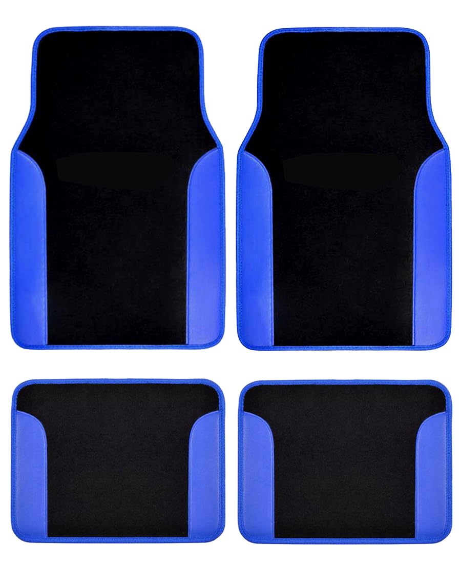 Car SUV Universal Fit 2 Tone Carpet Floor Mats Rubber Backing Front Rear All Weather Protection Pack of