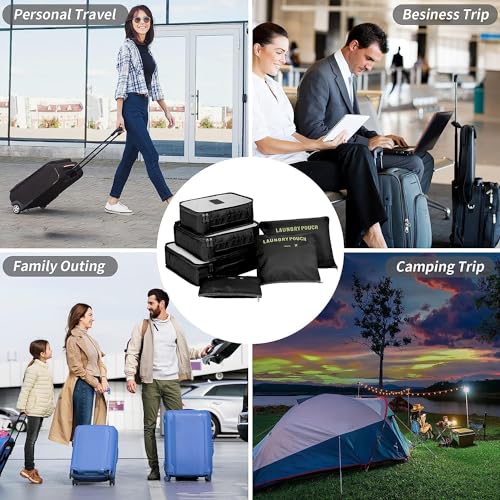 Image of Travel Organizer, Packing Cubes for Travel, Toiletry Bag, Packing Bags for Clothes, Travel Essentials, Travel Pouch, Travel Organizer (BLACK)