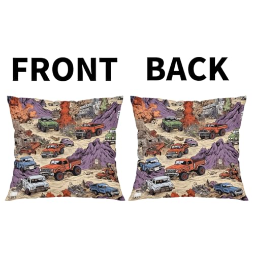 Housse coussin camion rétro 61x61 pour lit et fauteuil champêtre - 5