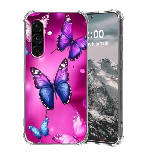 SFJAXYOV for Samsung Galaxy A26 5G Case, Purple Blue Butterflies Slim Fit Phone Case, Shockproof Cover for Samsung Galaxy A26 5G 6.7"
