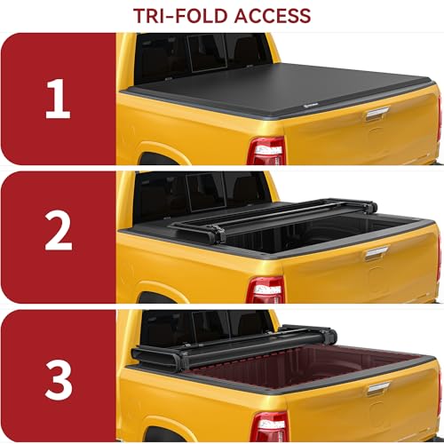 Image of YITAMOTOR Truck Tonneau Covers Soft Tri-fold Compatible with 2019 2020 2021 2022 2023 2024 Ford Ranger 5' (61 inch) Bed