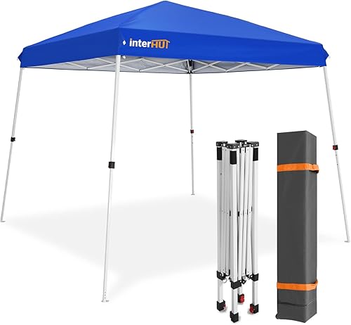 INTER HUT Tienda de campaña portátil de pierna inclinada con bolsa con ruedas, toldo de playa al aire libre, refugio deportivo plegable de 8 x 8 INTER HUT Tienda de campaña portátil de pierna inclinada con bolsa con ruedas, toldo de playa al aire libre, refugio deportivo plegable de 8 x 8