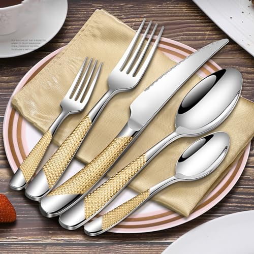 20-piece Silverware Flatware Sets, Stainless Steel Cutlery Set, Kitchen Utensil Set, Dishwasher Safe, Suitable for 4 People, bright hotel tableware,dishwasher safe