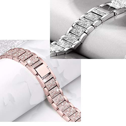 Secbolt Bling Bands Compatible with Apple Watch Band 42mm 44mm Women iWatch SE Series 6/5/4/3/2/1, Dressy Jewelry Metal Bracelet with Rhinestones, Silver - Thumbnail 4