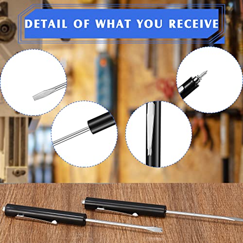 Image of Minatee 30 Pcs Pocket Screwdriver Mini Tops and Pocket Clips Magnetic Slotted Screwdriver with Magnet Small Slotted Screw Driver for Mechanical Electrician Technician Repair Tool(Black)
