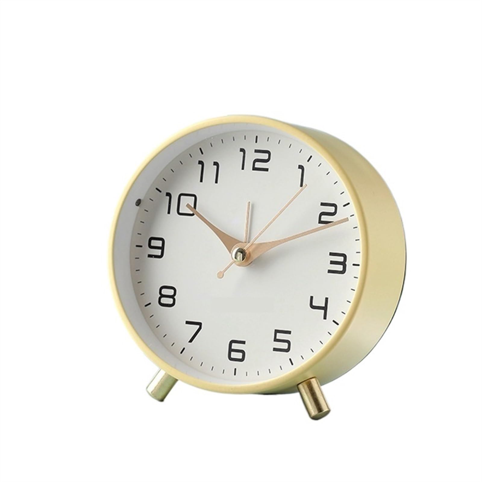 BMKGODN alarm clock， Bedside Analog Non-Ticking Silent Small Desk Clock with Arabic Numerals,Battery Operated Round Table(Yellow)