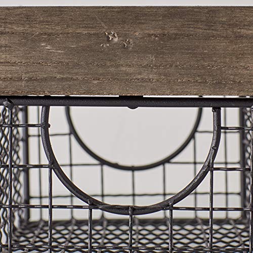 DII Farmhouse Wood Rimmed Wire Storage Basket Set, Silver, Assorted by DII - Image 2