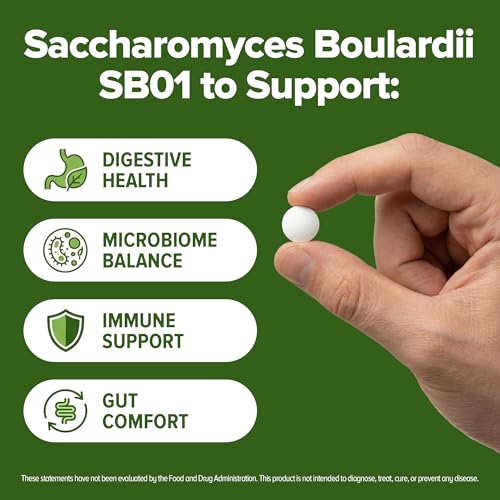 Image of Saccharomyces Boulardii Probiotic 240 Tablets (4 Month Supply) - Researched Strain SB01 - 3 Billion CFU - Digestive Health & Gut Support - GMP Certified (240, Saccharomyces Boulardii)
