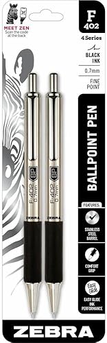 Vista 7 de Bolígrafo retráctil de acero inoxidable, 0.27 pulg., azul, paquete de 12 unidades F-402 (29220), de Zebra, Azul Azul B