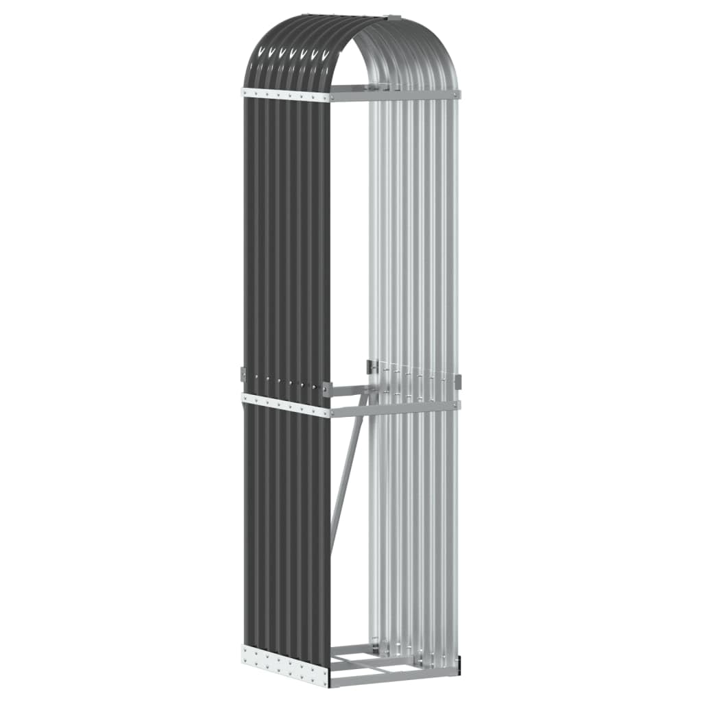 vidaXL Log Holder Firewood Rack-Steel Wood Storage 40x45x170cm, Galvanized and Weatherproof with Wall-Stability Hook, Anthracite