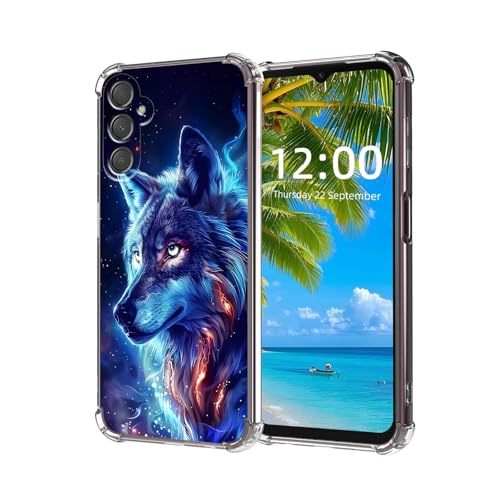 ETLKJVBL for Samsung Galaxy A16 5G Case, Blue Wolf High-Definition Painted Back Cover with Soft Transparent TPU Bumper, Shockproof Protective for A16 5G Phone Case