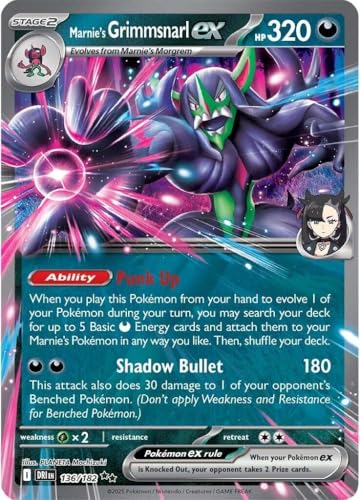 Pokemon - Marnie’s Grimmsnarl ex 136/182 – Destined Rivals – Double Rare – Foil Card