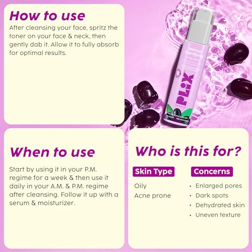 Image of PLIX - THE PLANT FIX Jamun Clarifying Fruity Toner (150 Ml)|With Niacinamide & Jamun Extract|Targets Clogged Pores & Smoothens Skin|For Oily & Acne Prone Skin|Alcohol Free, For Women & Men