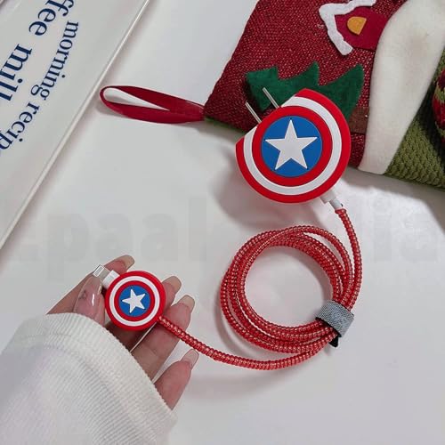 Image of J'TTON Case Cover for 18W /20W iPhone Adapter & USB-C Cable | Cute 3D Cartoon Character (Red Cap America)