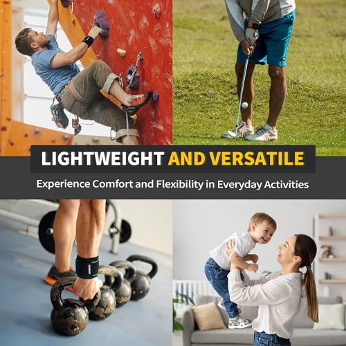 Image of CAMBIVO 2 Pack Wrist Brace for Carpal Tunnel with wraps, Black-Green | Wrist Support, Adjustable Wrist Wraps for Weightlifting, Tendonitis, Pain Relief, Sleeping, Night, Gym, Neoprene, Both Hands