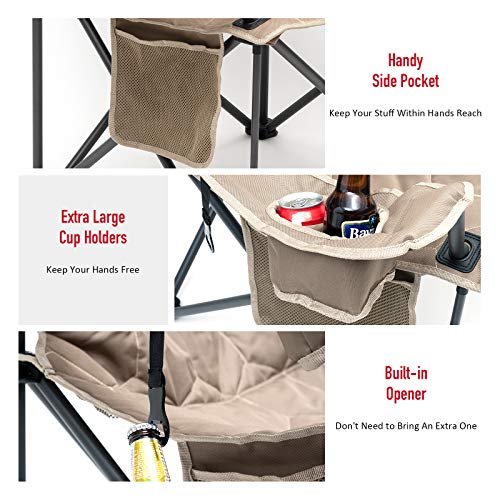 SUNNYFEEL XXL Oversized Camping Chair Heavy Duty 500 LBS Capacity for Tall Individuals Over 6'4" Padded Portable Folding Lawn Chairs with Armrest Cup Holder & Pocket for Outdoor Adventures - Image 6