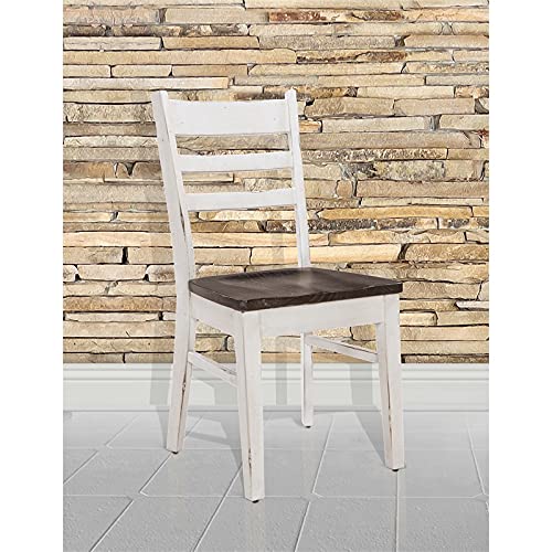 Pemberly Row 18" Wood Dining Room Ladderback Chair With Wood Legs For Kitchen, Modern Restaurant Chairs In Off White And Dark Brown #TOP7