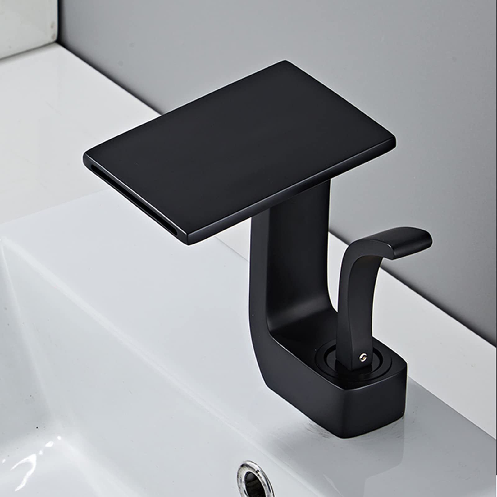 VDOQTLJT Bathroom Sink Faucets Waterfall Basin Single Hole Cold and Hot Water Brass for Sink-White(Nero)