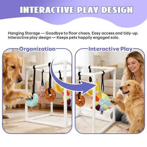 Generisch Hunde Spiel- und Aktivitätsgerät - Aufbaurahmen mit 5 Spielzeugen,Hunde Trainingsspielzeuge - Für Training, Beruhigung, Indoor-Boden Spiel & Gegen Langeweile im Haus