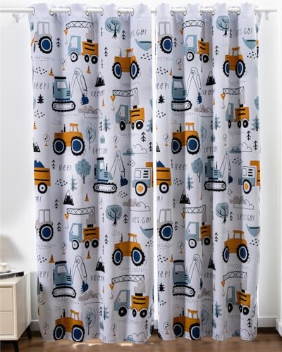 NTBED Construction Cars Tree Blackout Curtains Drapes for Kids Boys