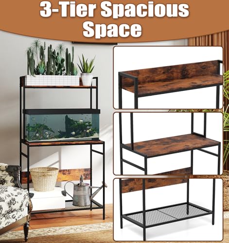 20-29 Gallon Fish Tank Stand with Plant Shelf, Heavy Metal Double Aquarium Stand with Stable Structure, 29.5" x 15.7" Tabletop fits Aquarium, Turtle Tank, or Reptile Terrariums for Home Office - Image 6