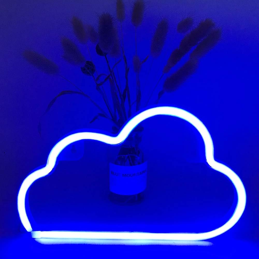 Cloud Neon Sign, Blue cloud led light Wall Light, USB or Battery Powered Neon Lights for Wall Decor, Aesthetic Hanging Neon Signs, Bedroom, Kids Room, Living Room, Gaming Room Setup, Bar, Party, Christmas, Wedding