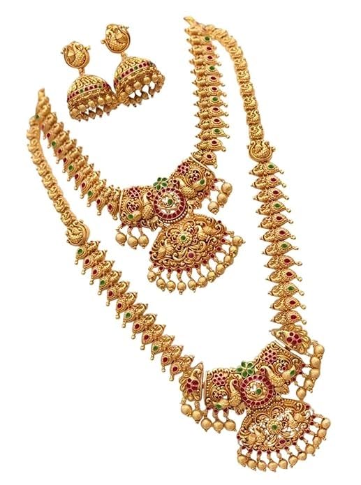 Sudiksha Jewellery Womens South Indian Jewelry Set For Wedding, Gold Plated Necklace And Earrings Matte Jewellery (B0D4F8ZGYB) Amazon Price History, Amazon Price Tracker