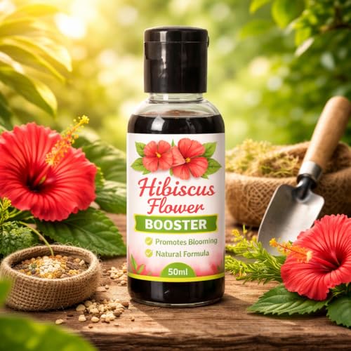 Image of Hibiscus Flower Bloom Booster Liquid | Organic Hibiscus Flowers Growth Booster Promotes More Buds, Bigger & Vibrant Flowers | Enhances Continuous Blooming & Plant Health Pack Of 1 (50ml)