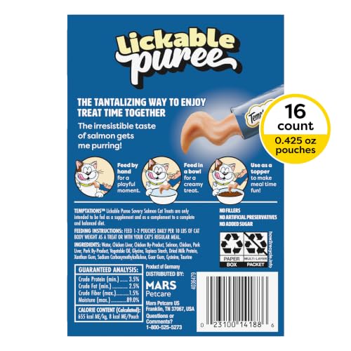 Temptations Creamy Puree Lickable Cat Treats, Salmon, 16 Count - image 9