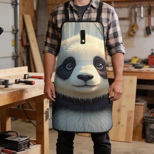 Delantal de trabajo Anime Panda con bolsillos y ajuste miniatura 5