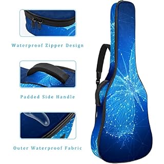 Housse de guitare en tissu Oxford imperméable avec bandoulière réglable Motif papillon lumineux Bleu - Les Beatles, Paul McCartney, John Lennon, RIngo Starr, George Harrison Housse de guitare en tissu Oxford imperméable avec bandoulière réglable Motif papillon lumineux Bleu – Image 4