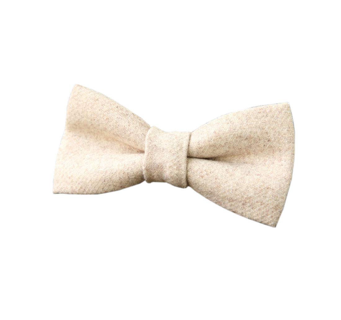 ACVIP Men's Plaid Stripe Wool Blends Pre-Tied Bow Ties Dress Shirt Suit Bowtie (Beige)