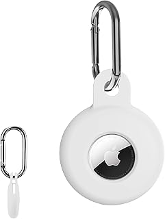 AirTag Silicone Keychain for AirTag Finder 2021, 1 Pack AirTag Protective Case Secure Holder Key Ring for Dog Collar, Waterproof AirTag Screen Protector, AirTag Accessories(White)