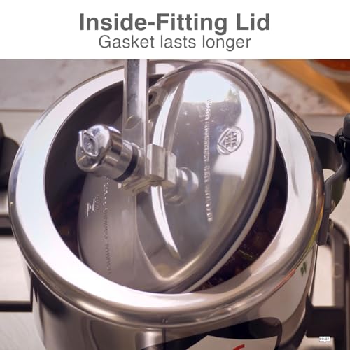 Image of Hawkins Miss Mary 3 Litre Pressure Cooker | Straight Body | Induction & Gas Compatible | Ideal for 3-4 persons | ISI Certified | Guaranteed for 5 year | Silver (IMM3T)