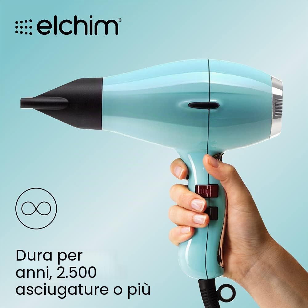 Phon per capelli Elchim Light Fifties Edition | Asciugacapelli Professionale Made in Italy | Leggero Potente e Silenzioso | Basso Consumo Energetico | Sistema Ionic e Ceramic | Asciugatura Rapida