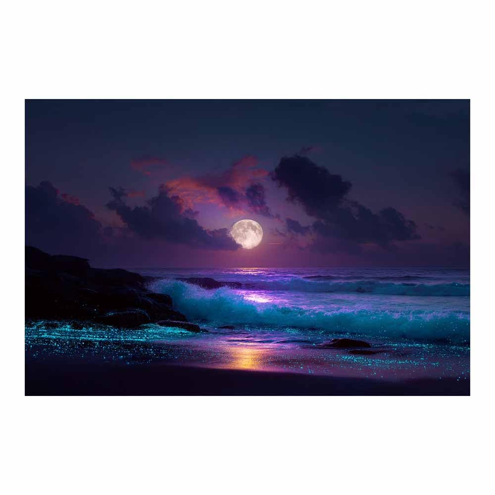 HOQIU Vintage wall art Bioluminescent Beaches es Night decorative painting, wall art, for Living Room Bathroom Bedroom Kitchen Decoration.(Multicolor)-40x60cm Unframed