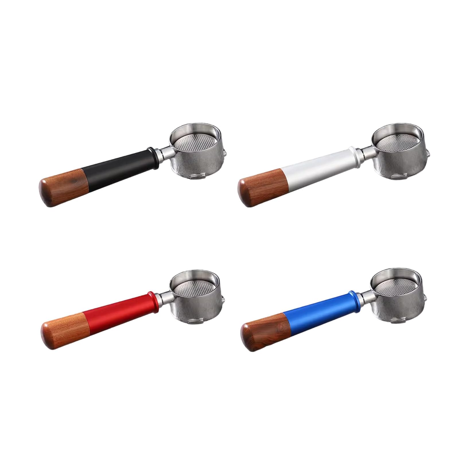 Cesta de filtro de acero inoxidable con mango de madera para máquina de espresso, accesorios de baristas inoxidables