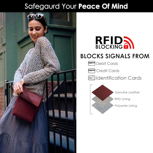 Image of ili New York Leather Mini Sac Crossbody - Genuine Leather Crossbody Bags for Women with RFID Blocking, Adjustable Strap
