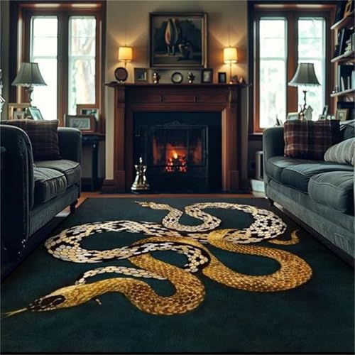 UUYDFH Washable Green Snake Area Rugs 4'&times;6' for Bedroom Liv