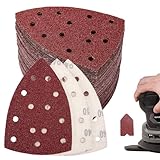 LitartPRO 60pcs palm sander sheets, 6×40/60/80/100/120 Grit Sanding Pads Assortment-13 Hole Hook and Loop Palm Detail Sander Pads fit for Ryobi Sander SPS20A EPS80RS