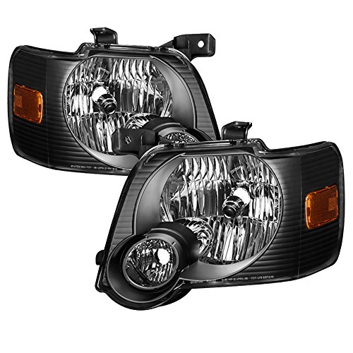VIPMOTOZ OE-Style Headlights & Side Marker Lights For 2006-2010 Ford Explorer, Black Housing Clear Lens Replacement Driver & Passenger Side Pair Set Headlamp Corner Lamp Assembly