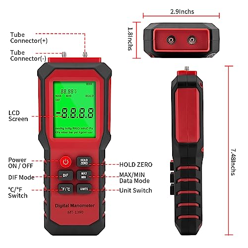 Yztmeter MT-13601 Digital Manometer Air Pressure Meter thumb #3