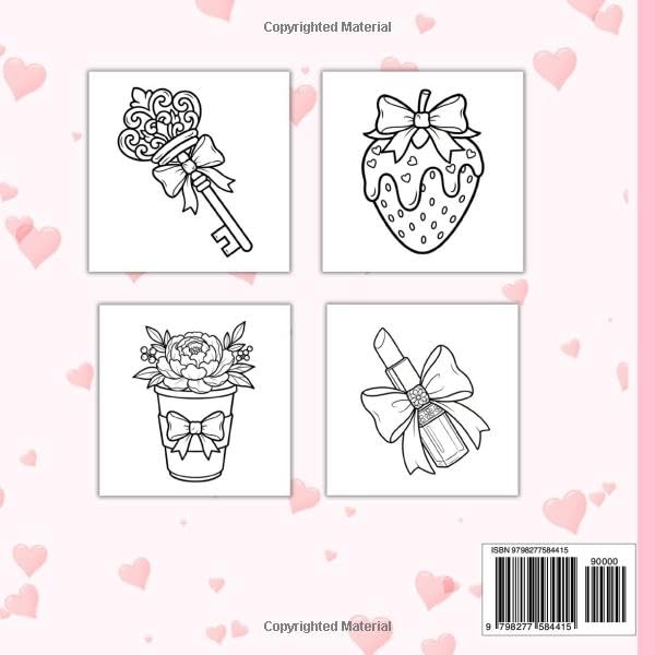 Coquette Aesthetic Coloring Book: A Cute and Relaxing Coloring Book for Teens and Adults Featuring Adorable Bows, Vintage Fashion, Sweet Treats, and Soft Girl Vibes for Stress Relief image 3